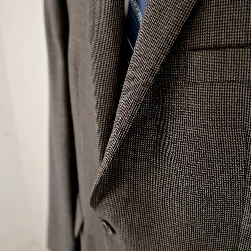 Lauren Ralph Lauren Thick Wool Wool Black Gray Tan Check 2 Button Sport Coat 46L